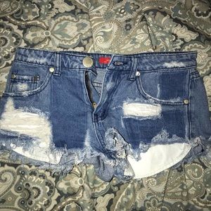 Ripped jean shorts
